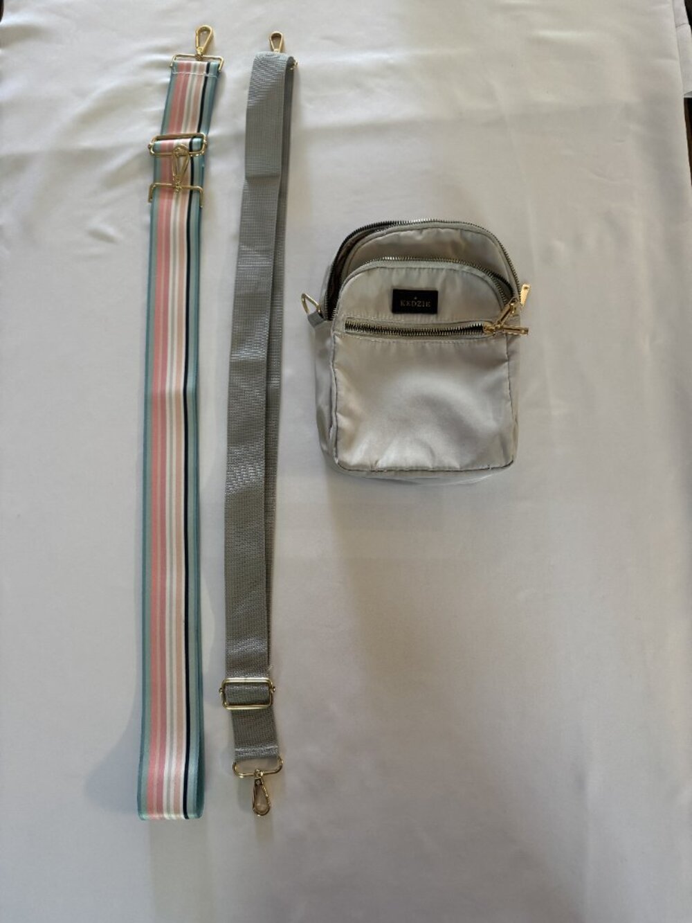 Kedzie Light Gray Crossbody Organizer with Gold Hardware - Picture 2 of 5